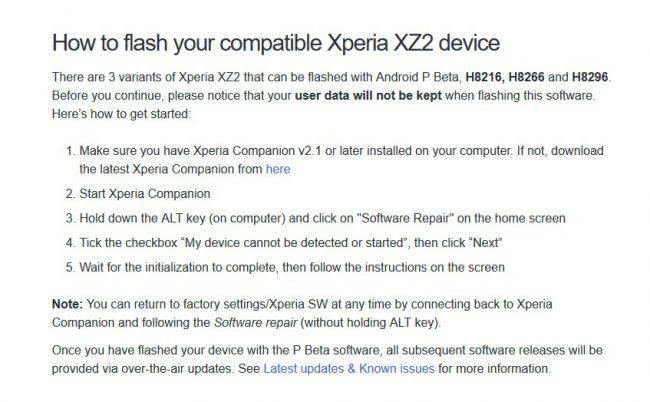 Instalar Android P Beta 2 para el Sony Xperia XZ2