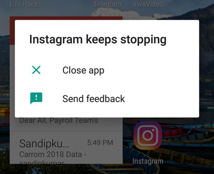 Problema de cierre forzado en la app de Instagram en Android