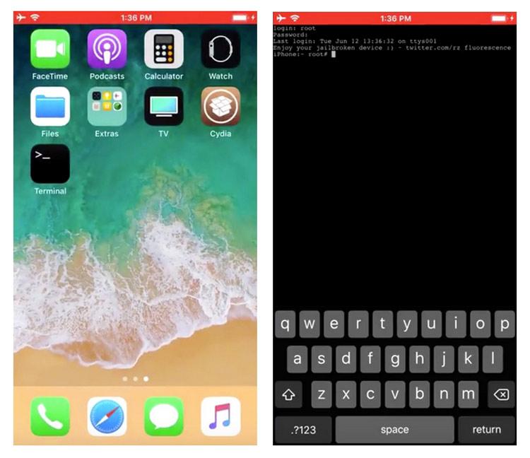 Interfaz de un iPhone 7 con Jailbreak sobre iOS 11.4