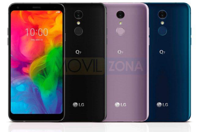 LG Q7 negro, violeta y azul