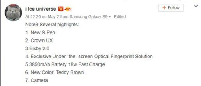 Samsung-Galaxy Note 9-caracteristicas