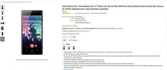 Sony Xperia XZ2 en oferta 