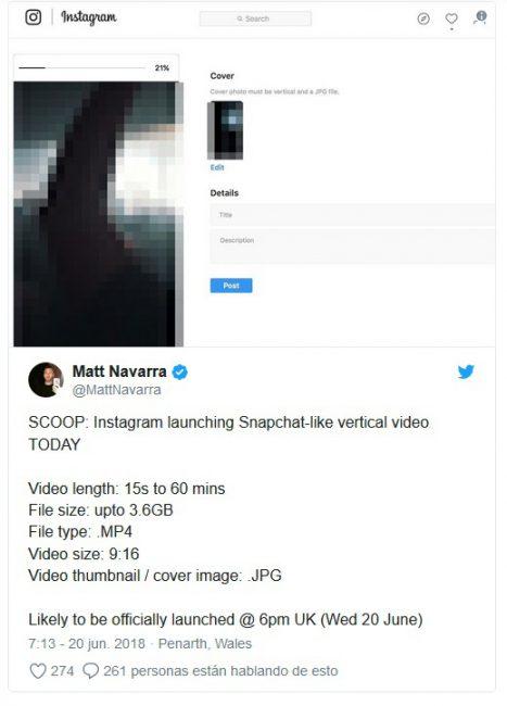 vídeos verticales de Instagram de 1 hora