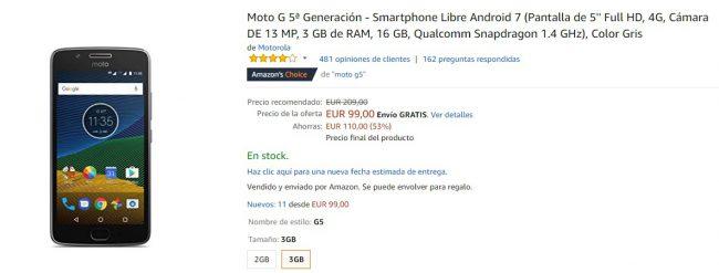 Comprar el Moto G5 en Amazon
