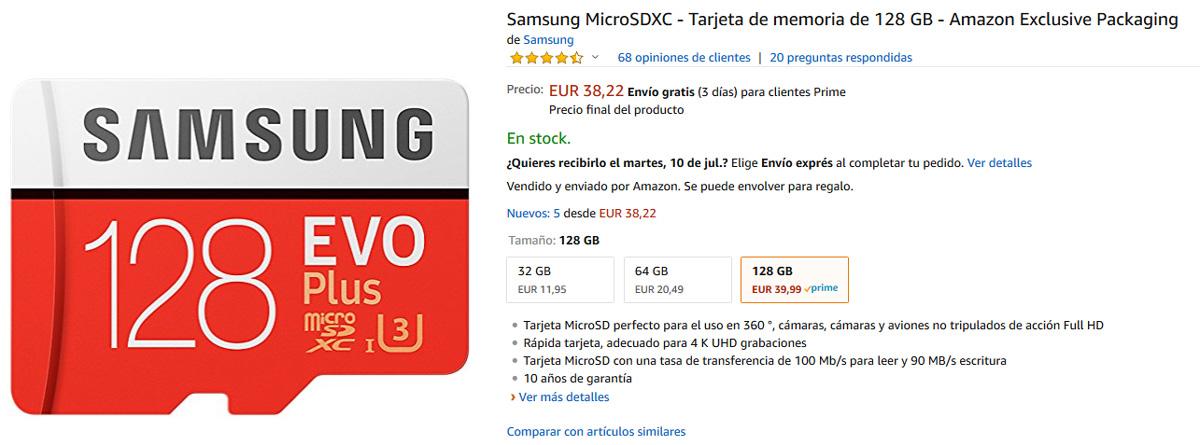 Micro SD de Samsung en Amazon