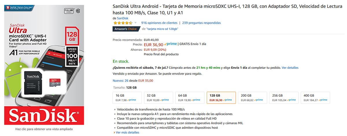 Micro SD de 128 GB de SanDisk