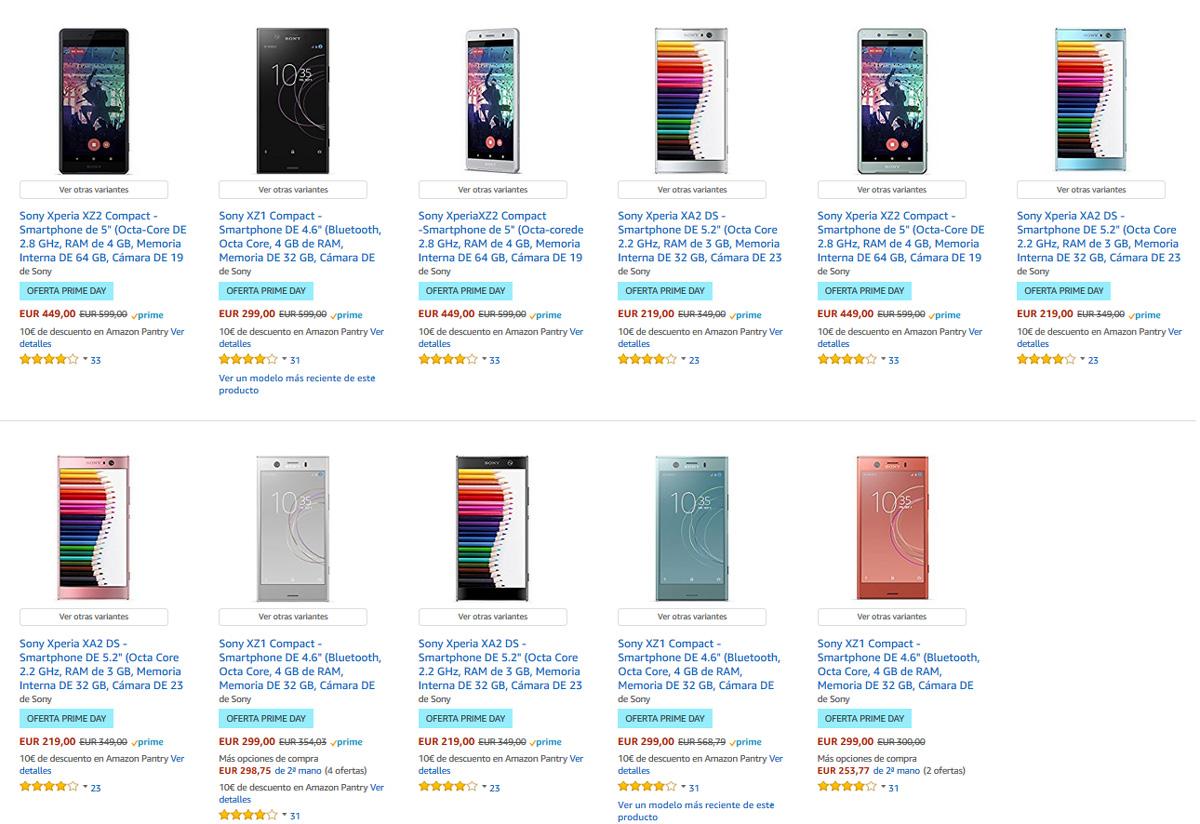 Ofertas de smartphones Sony Xperia con motivo del Amazon Prime Day 2018