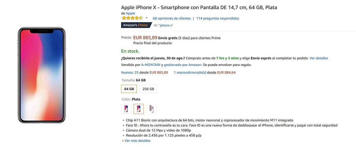 Gran descuento en el precio del iPhone X en Amazon