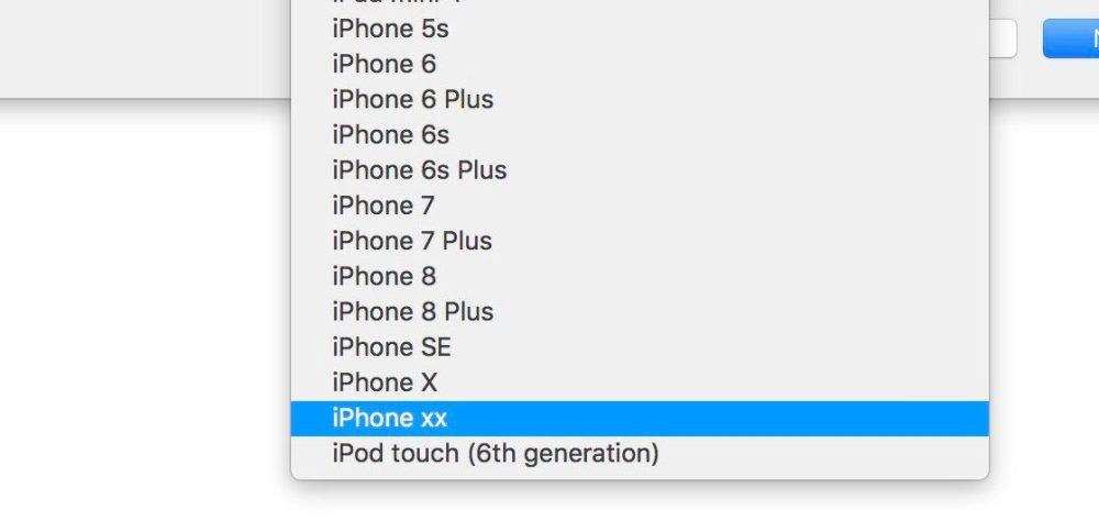 Referencias del iPhone 9 en Xcode