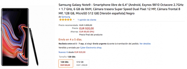 Samsung Galaxy note 9 amazon
