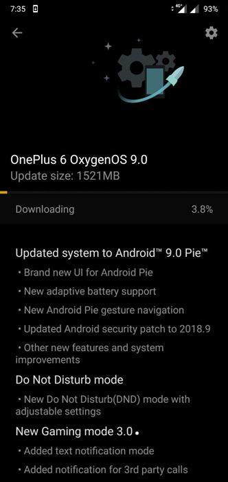 Descarga del firmware OxygenOs 9.0 con Android 9 Pie para el OnePlus 6