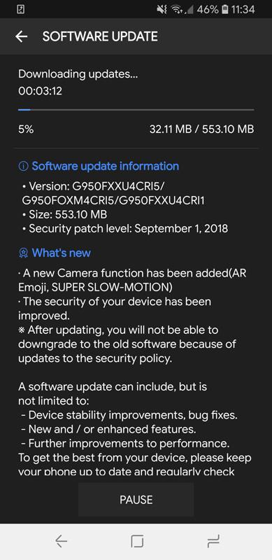 Novedades para la cámara del Galaxy S8 con la actualización OTA que inncluye parche de seguridad de septiembre.