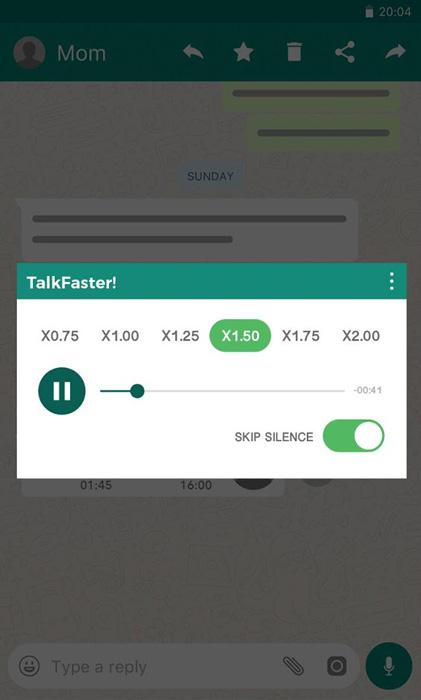 Opciones para acelerar la reproducción de los mensajes de voz de WhatsApp a través de TalkFaster