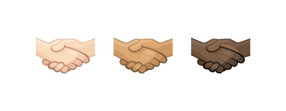 Emoticono de apretón de manos en distintos tonos de piel