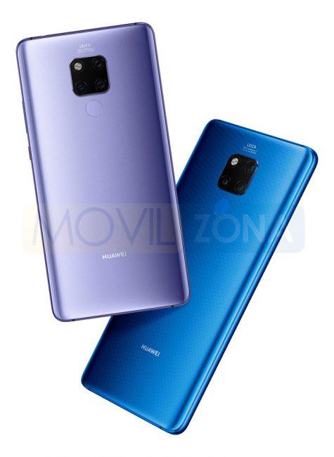 Huawei Mate 20 x violeta y azul