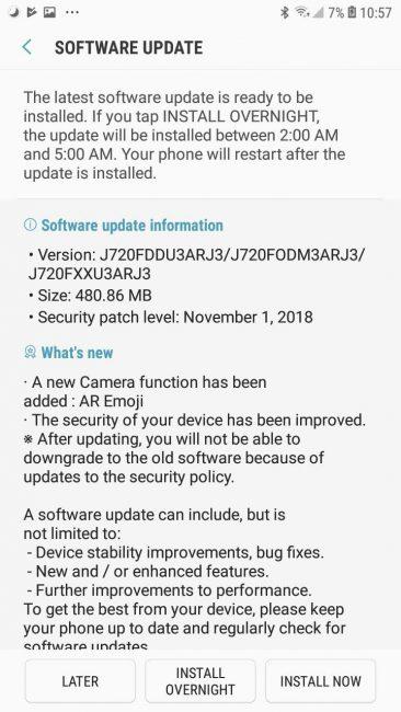 Actualización Samsung Galaxy J7 AR Emoji