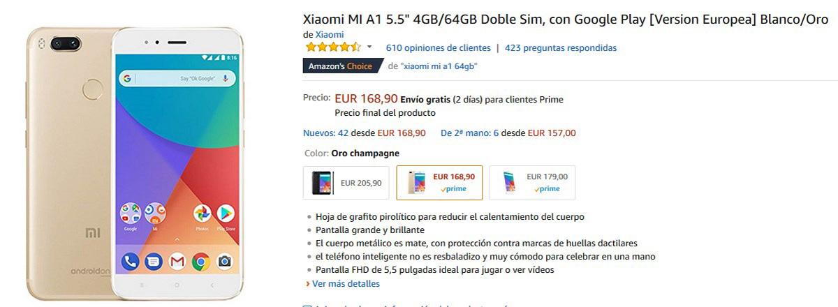 Oferta del Xiaomi Mi A1 en Amazon