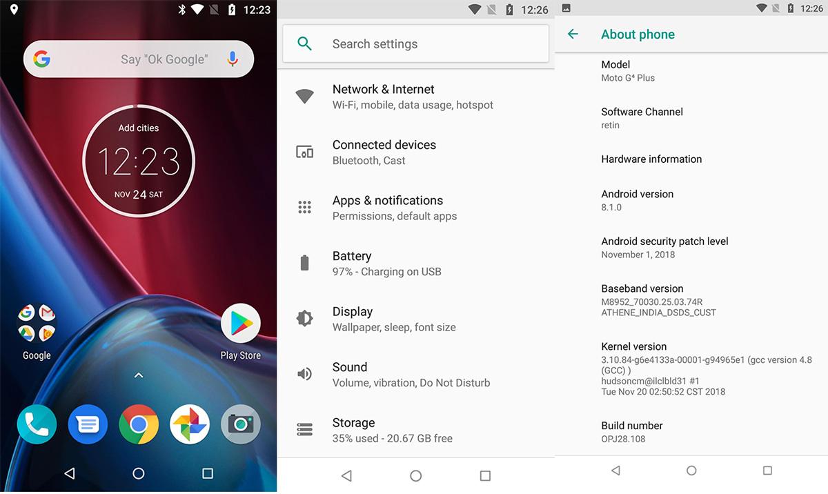 Motorola Moto G4 con Android 8.1 Beta