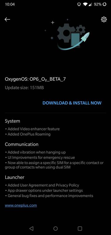 Información y descarga de la actualización Open Beta 7 para el OnePlus 6