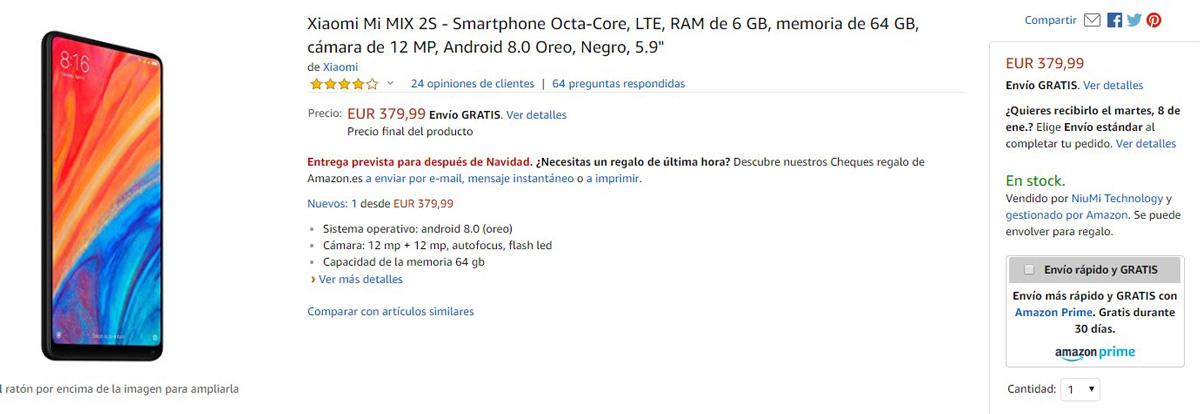 Oferta del Xiaomi Mi Mix 2S en Amazon