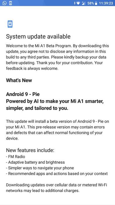 Actualización del Xiaomi Mi A1 con Android 9 Pie Beta
