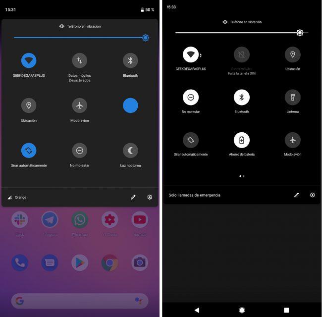 Barra notificaciones Android P vs Android Q