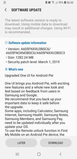android 9 pie smasung galaxy a6+