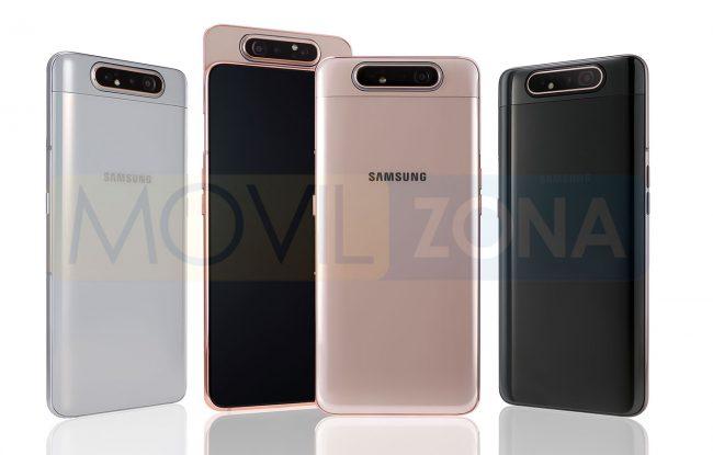 Samsung Galaxy A80 plata, rosa y negro