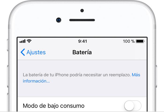 Apple mensaje de cambiar batería