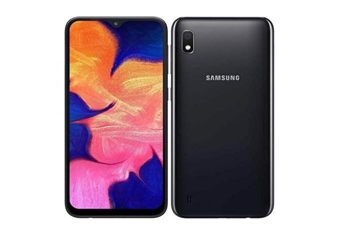 Frontal y trasera del Samsung Galaxy A10 en negro