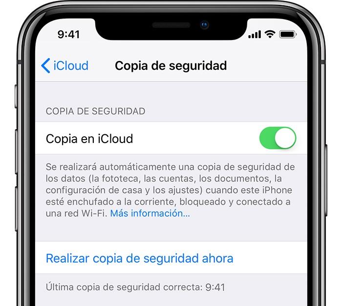 iPhone Copia en iCloud