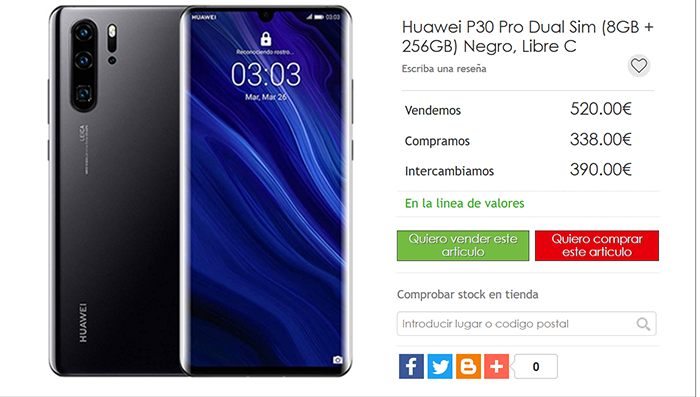 Anuncio del Huawei P30 Pro en CeX