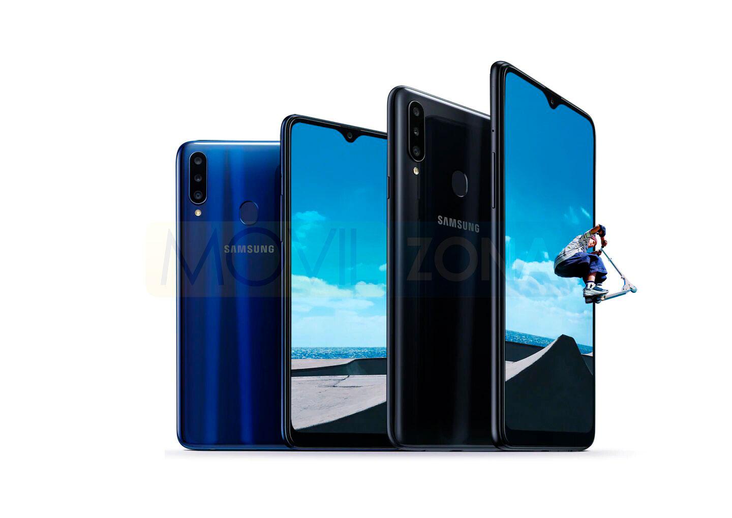 Samsung Galaxy A20s azul y negro