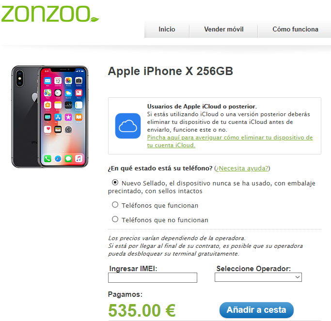 iPhone X en Zonzoo