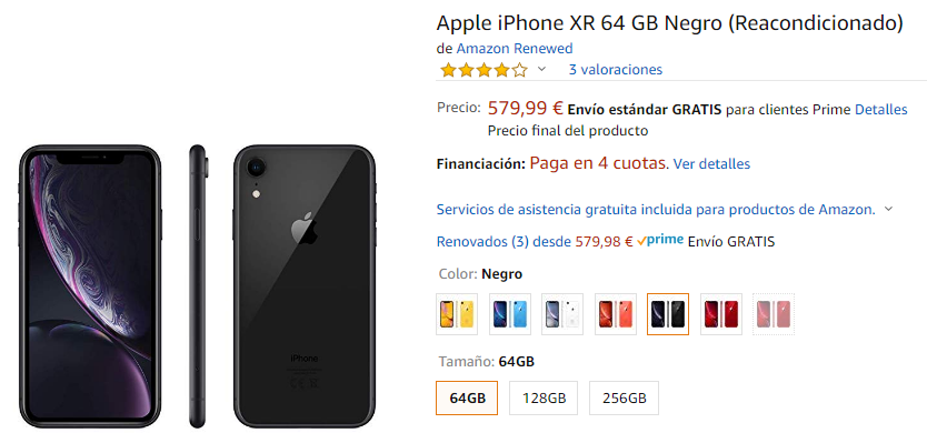 iPhone XR reacondicionado en Amazon