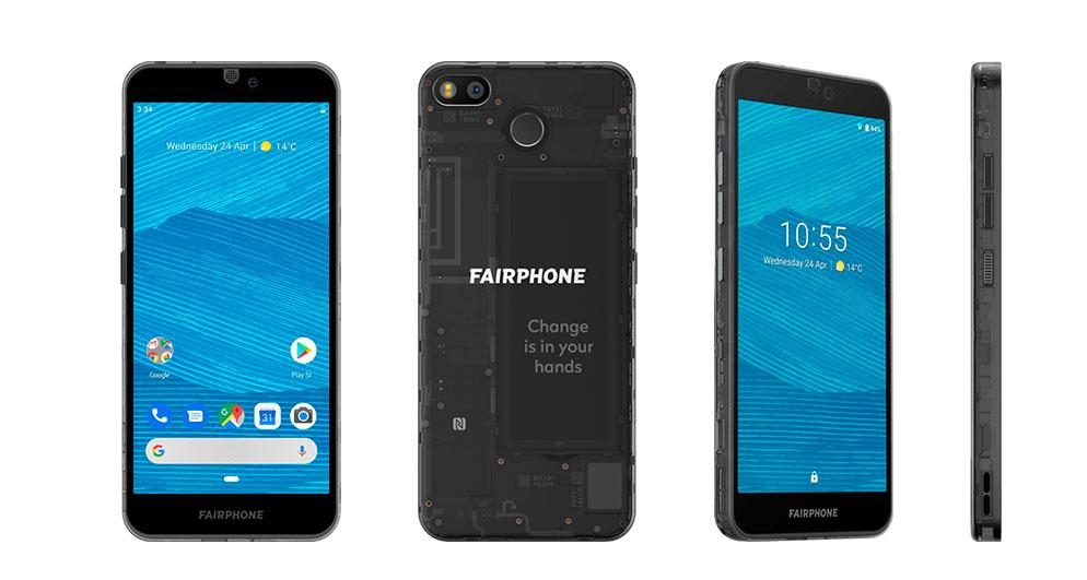 Vodafone Fairphone 3 vista frontal y lateral