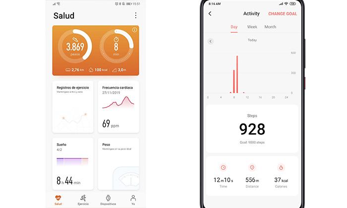 App salud Xiaomi y Huawei