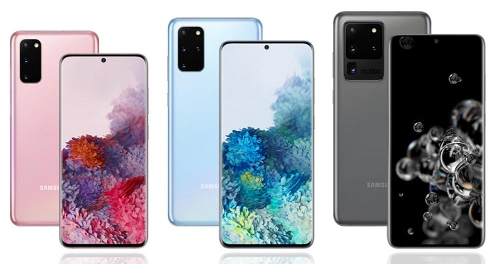 familia Galaxy S20 en colores diferentes