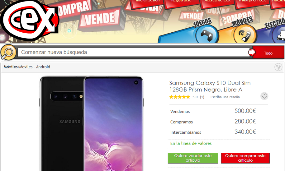 Samsung Galaxy S10 oferta en CEX