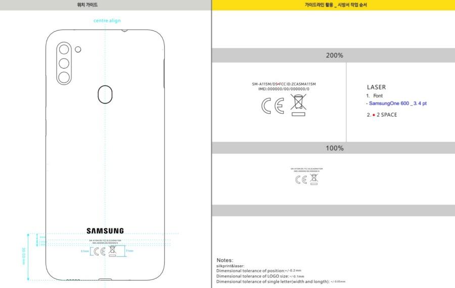Samsung Galaxy A11 diseño