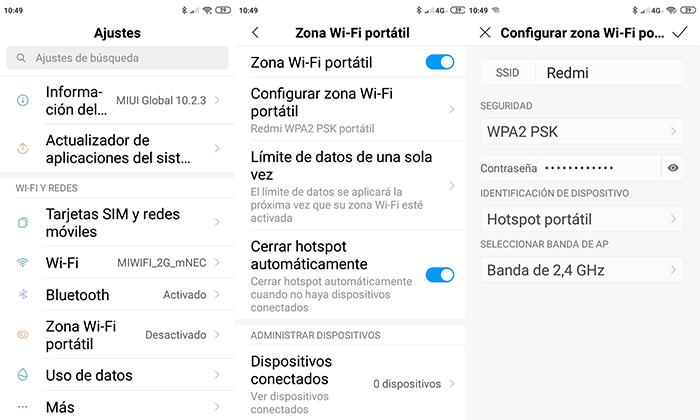 Activar y configurar zona WiFi Xiaomi