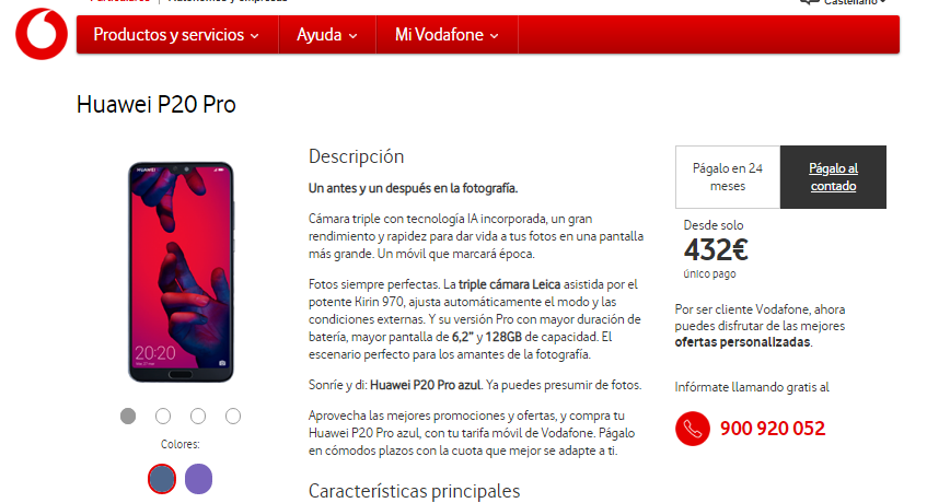 Huawei P20 Pro en Vodafone