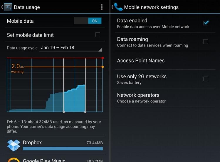 datos moviles en android