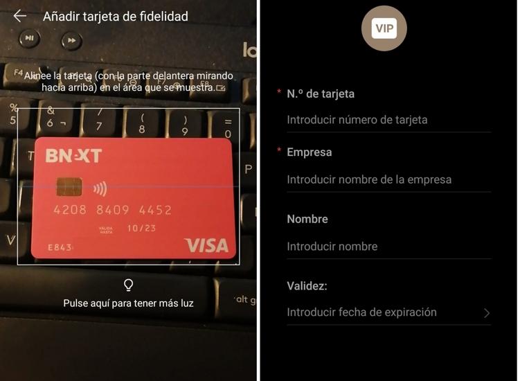 Huawei Wallet escanear tarjeta