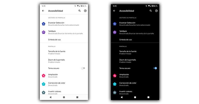 tema oscuro android 11