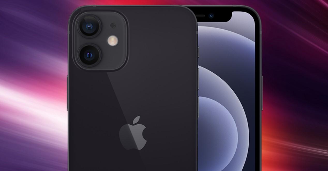 iphone 12 negro y fondo de colores