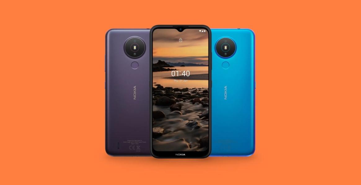Nokia 1.4 y fondo naranja