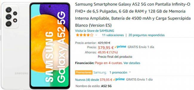 oferta Samsung Galaxy A52 5G